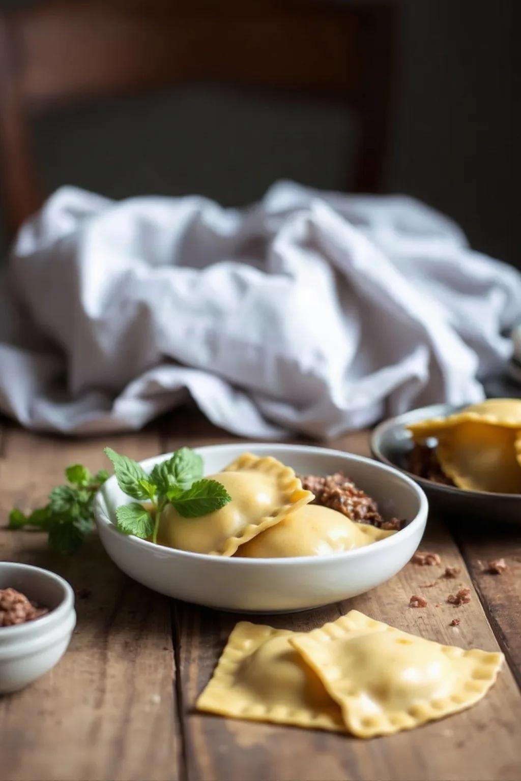 Ravioli maison au bœuf et à la ricotta