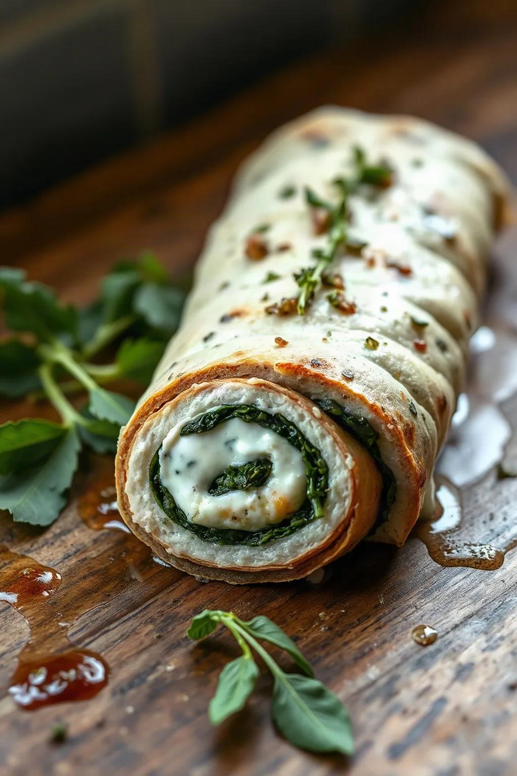Roulade de Poulet aux Épinards et Ricotta Crémeuse