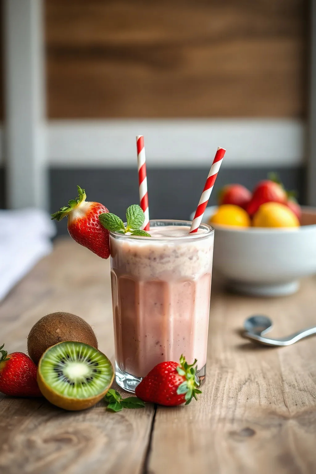 Smoothie rafraîchissant kiwi-fraise