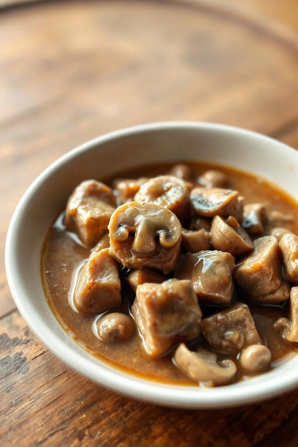 Steak Cubé Classique avec Sauce aux Champignons