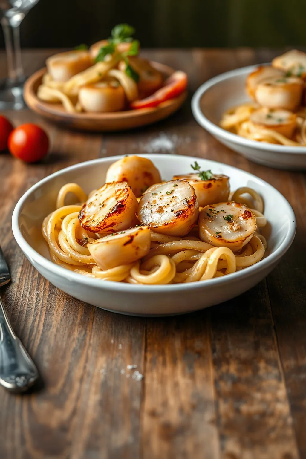 Pétoncles Savoureux avec Pâtes Capellini