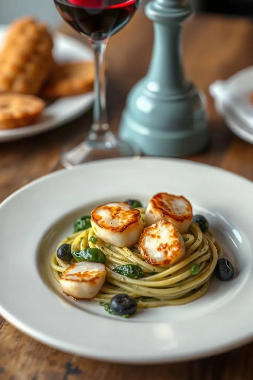 Fettuccine de Espinacas con Vieiras para Año Nuevo