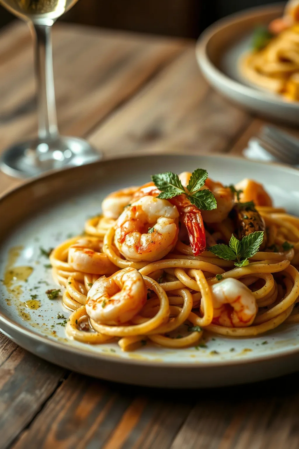 Scampi aux crevettes avec pâtes
