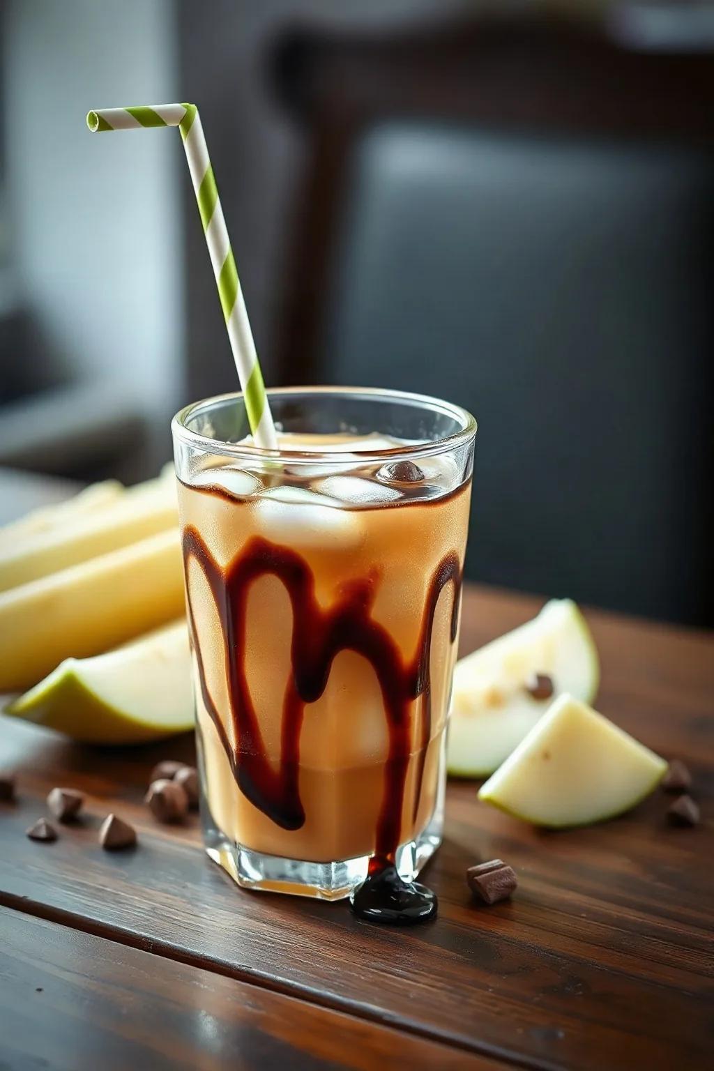 Honeydew Juice with Chocolate Syrup