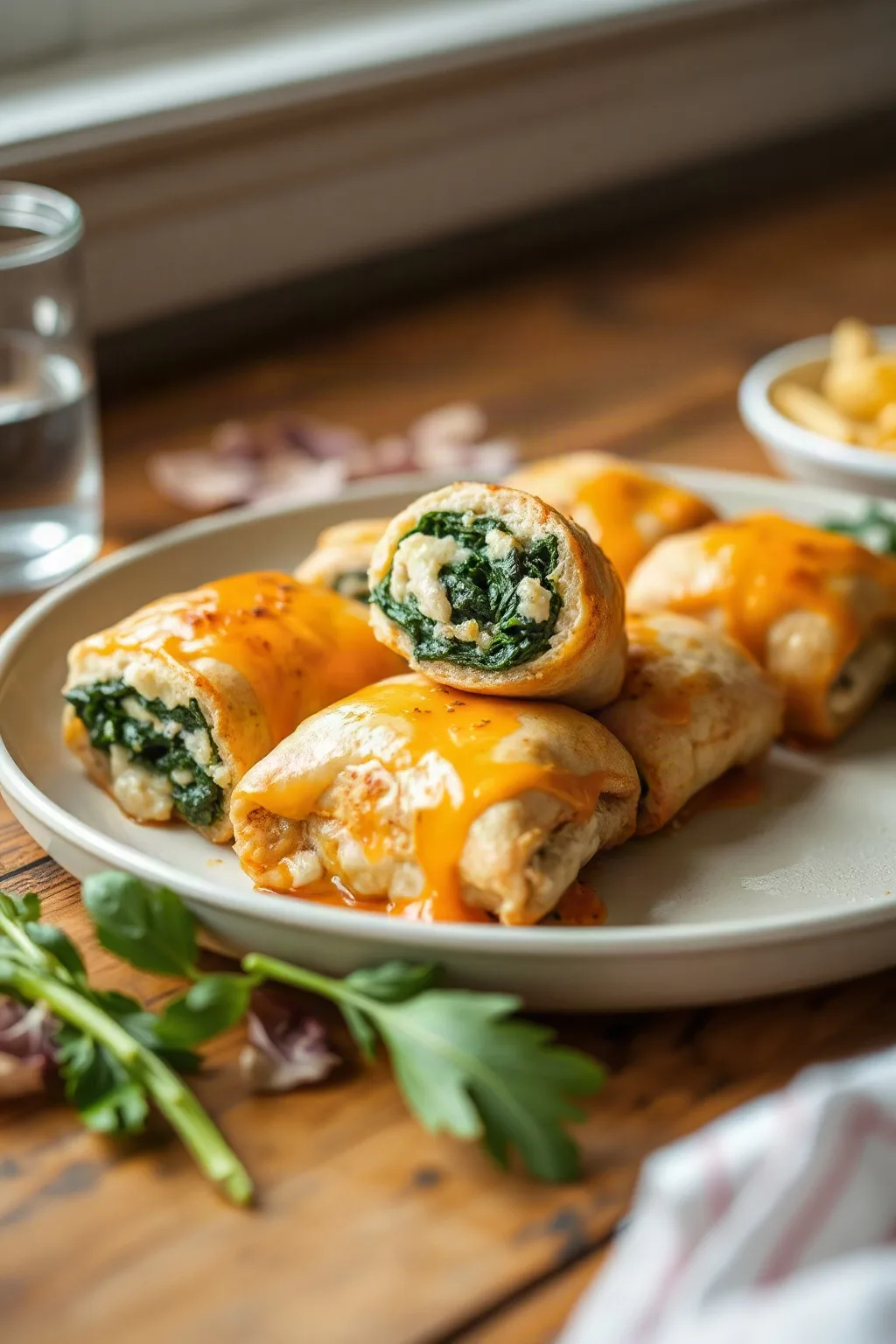 Cheesy Chicken Rolls with Spinach