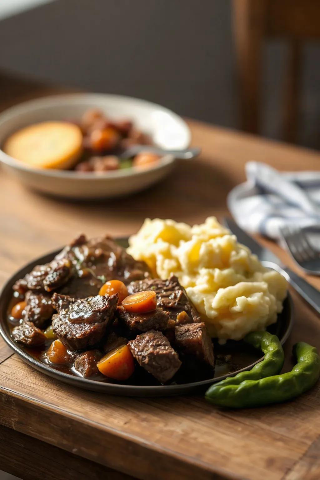 Stove Pot Roast with Mashed Potatoes