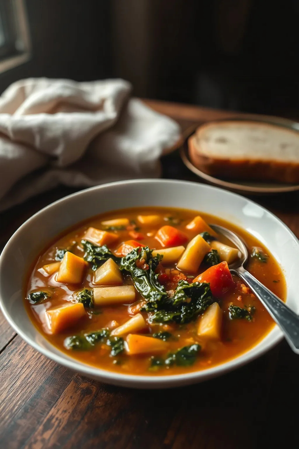 Soupe réconfortante aux légumes et chou frisé