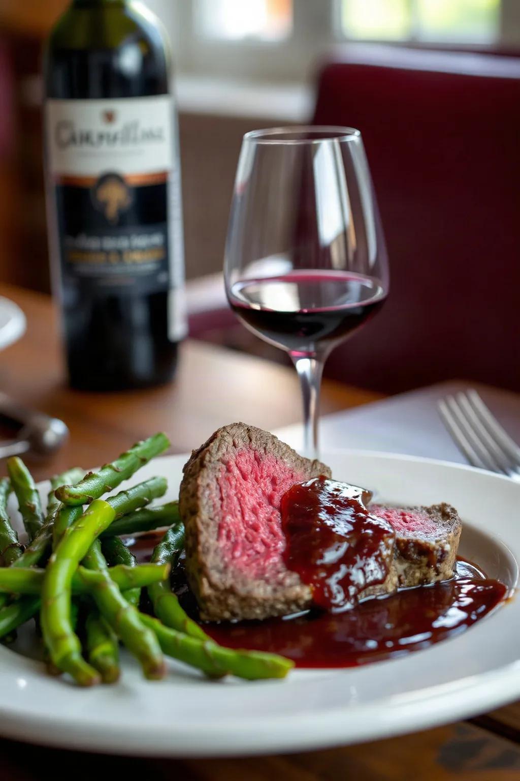 Chateaubriand classique avec sauce au vin rouge