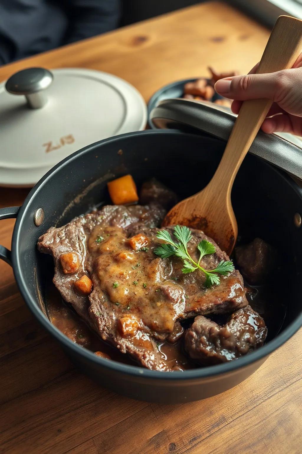 Bifteck à la Suisse simple dans une cocotte