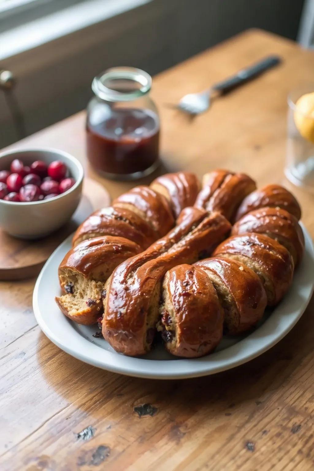 Pain au chocolat aux canneberges et au gingembre à partager