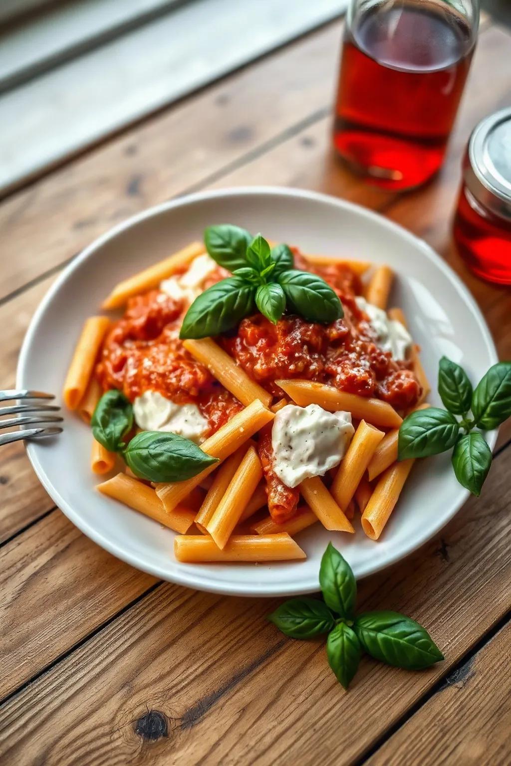 Creamy Rosa Penne with Fresh Basil