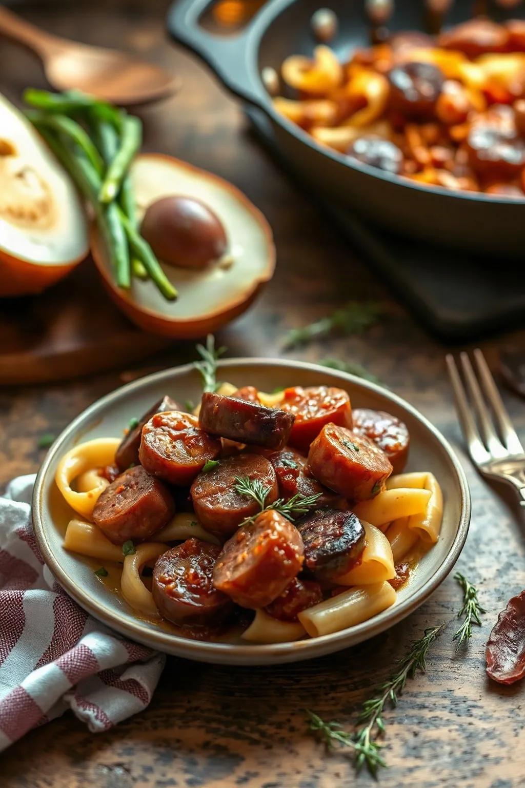 Honey Garlic Sausage Pasta Delight