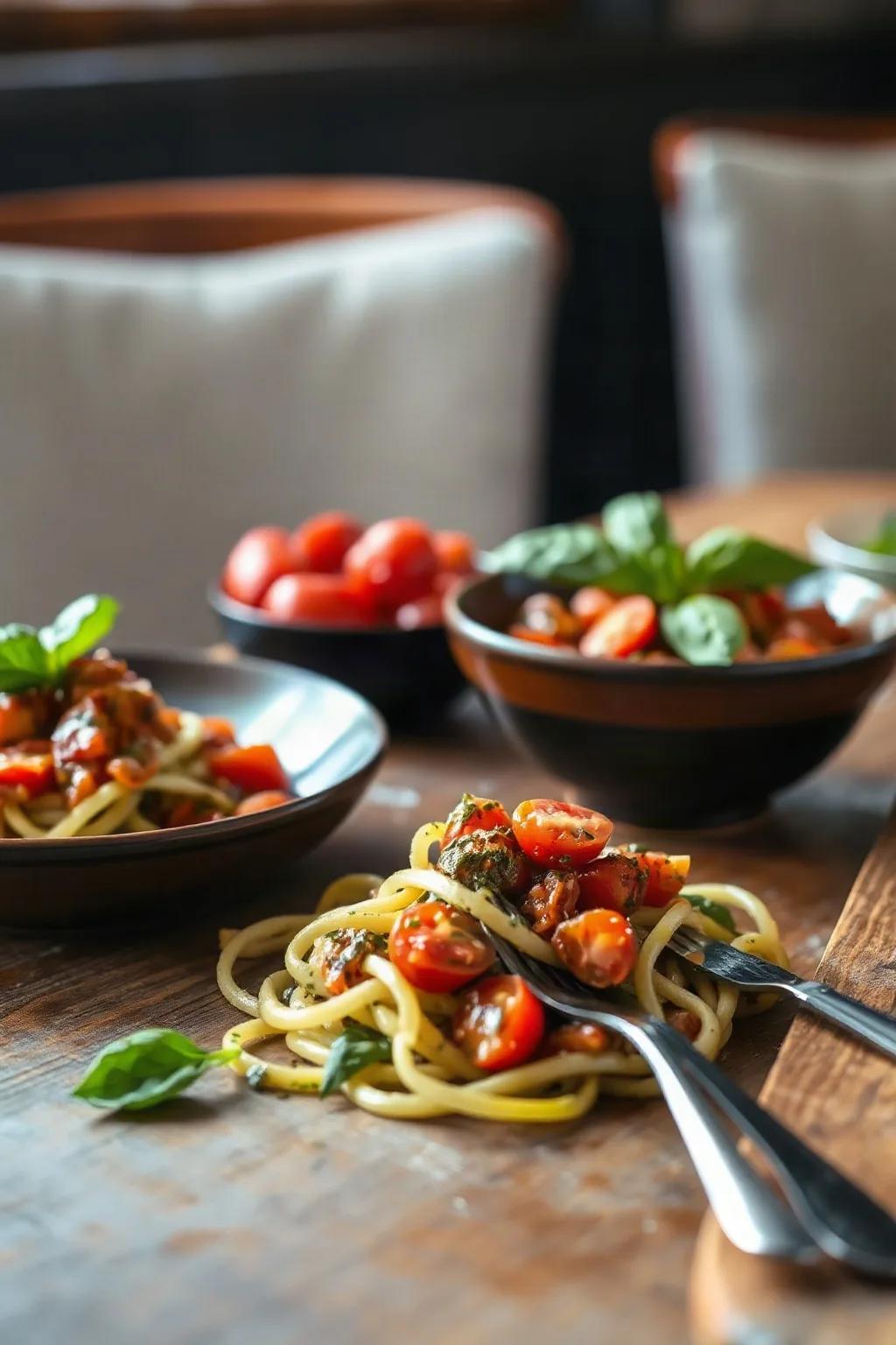 Raw Zucchini Pasta with Tomato-Basil Sauce