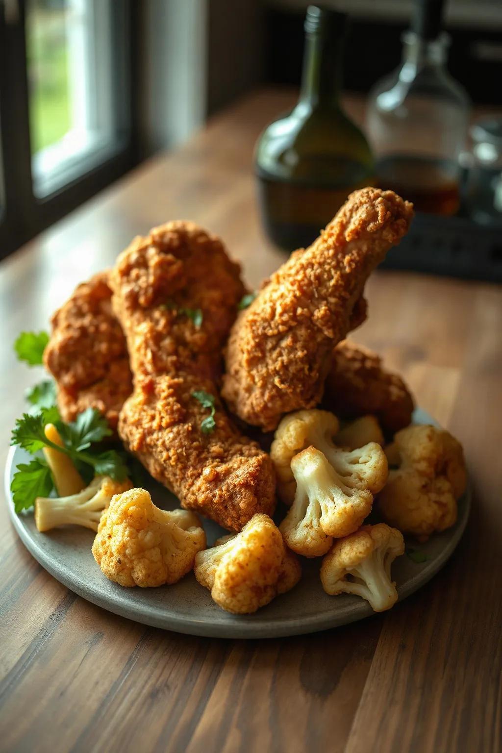 Crispy Fried Chicken and Cauliflower