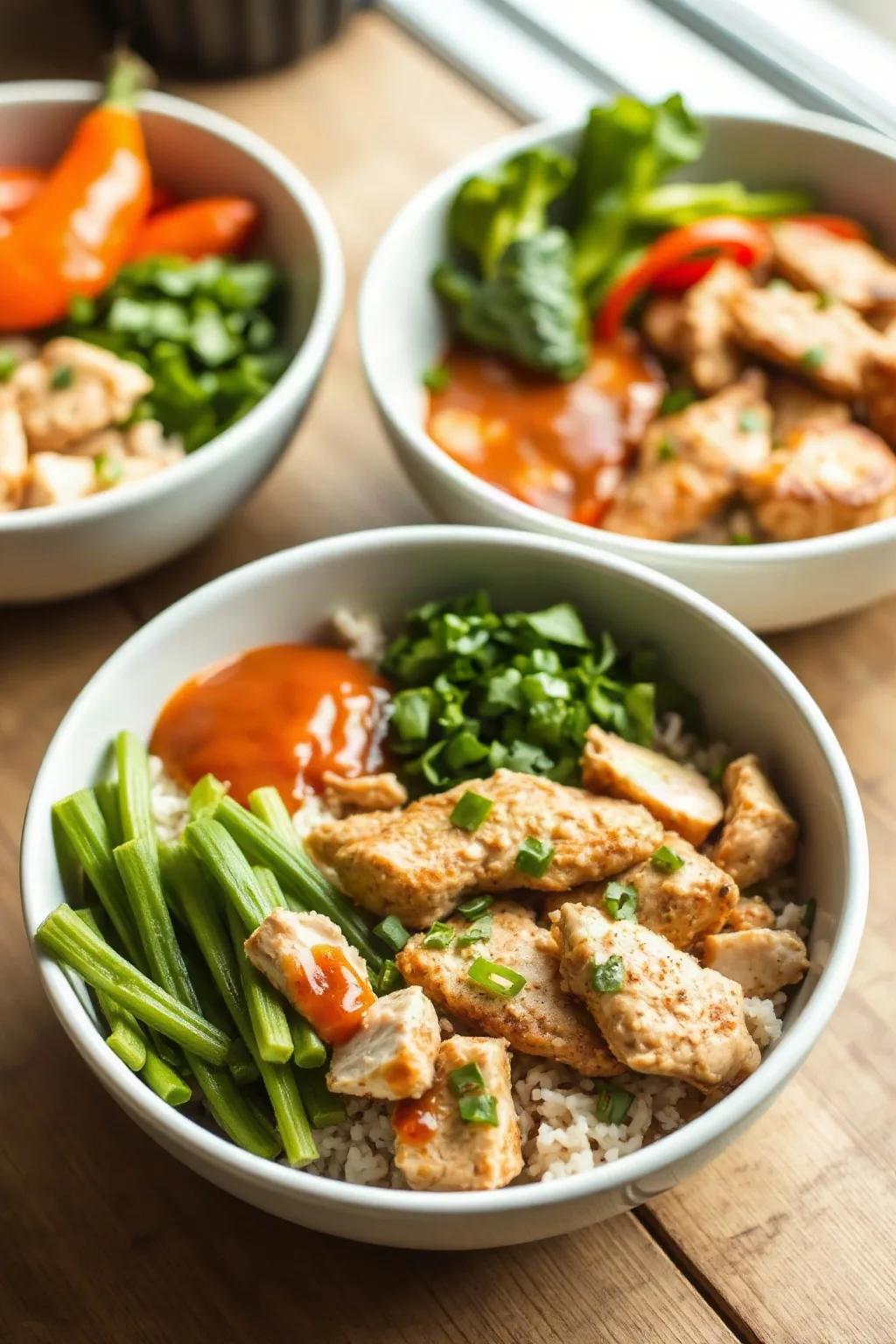 Tazones de Pollo para Preparar con Anticipación