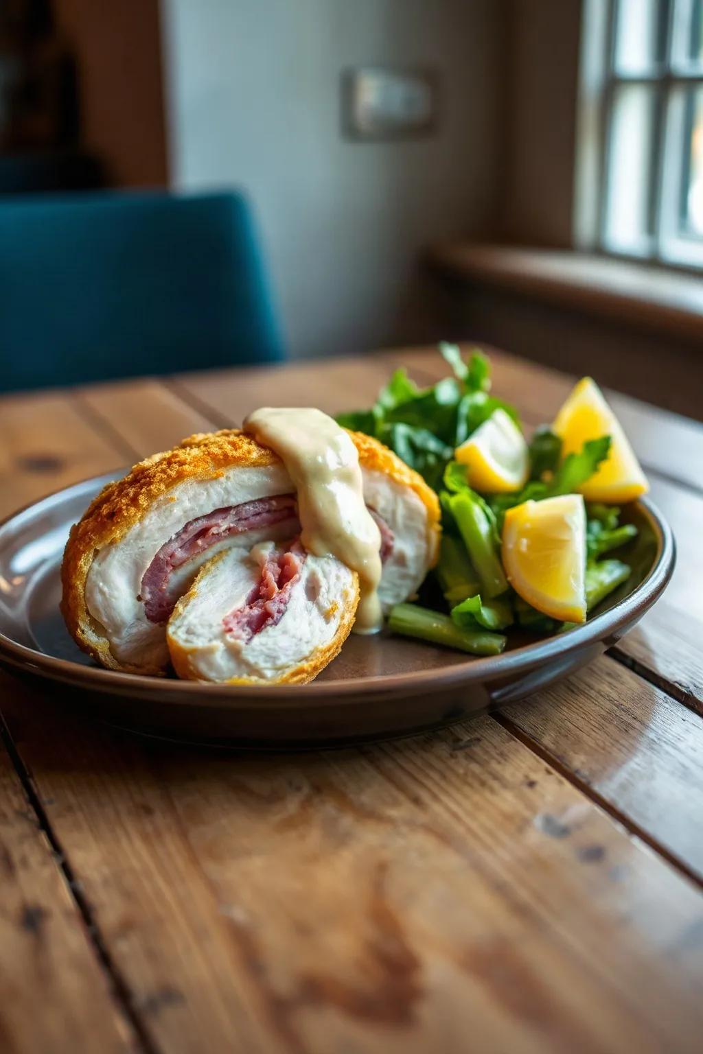 Poulet Cordon Bleu Classique avec Sauce Crème Dijon