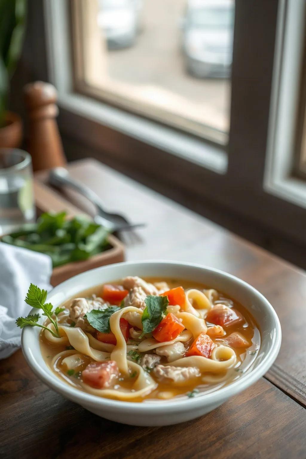 Homemade Chicken Noodle Soup with Fresh Broth