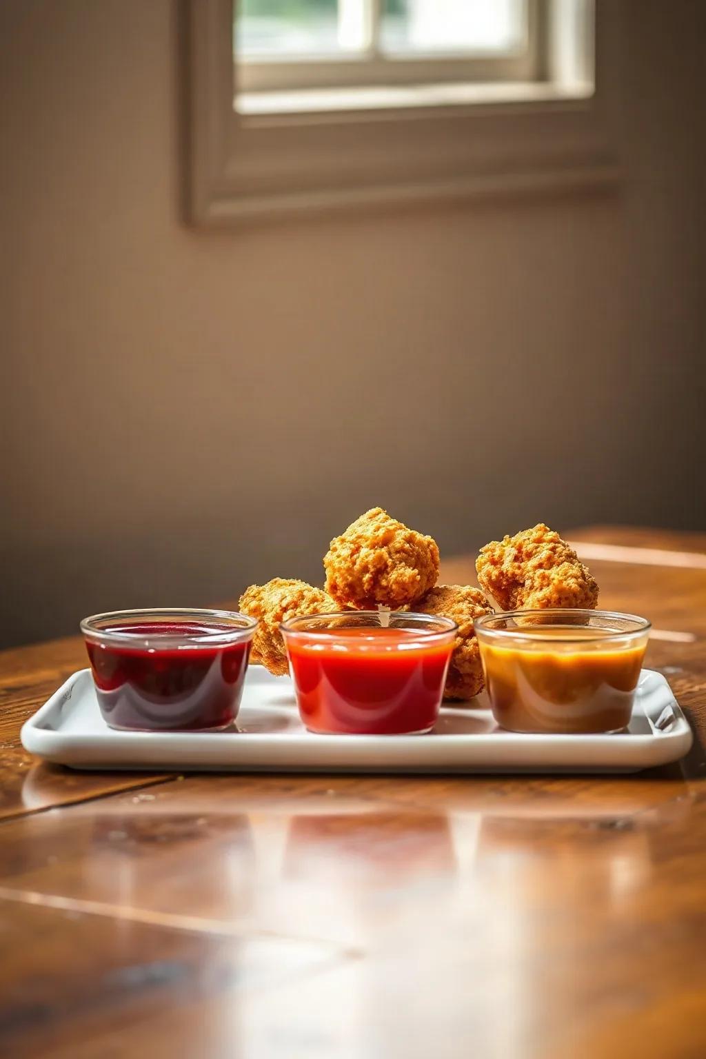 Poulet Popcorn Croquant avec Trio de Sauces