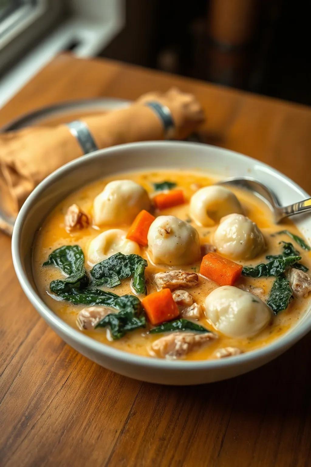 Sopa Cremosa de Pollo con Ñoquis