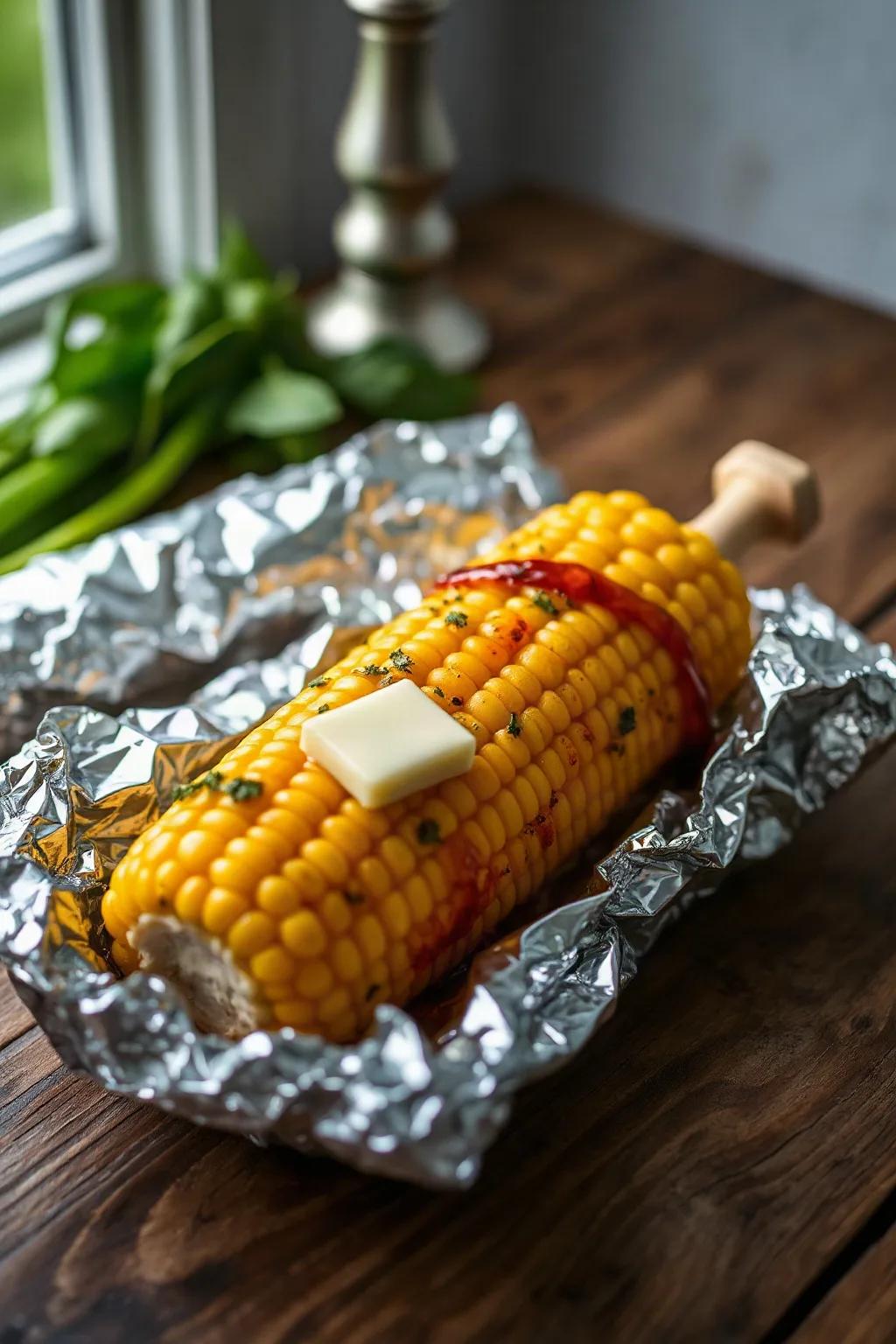 Foil Pack Corn on the Cob with Butter and Herbs
