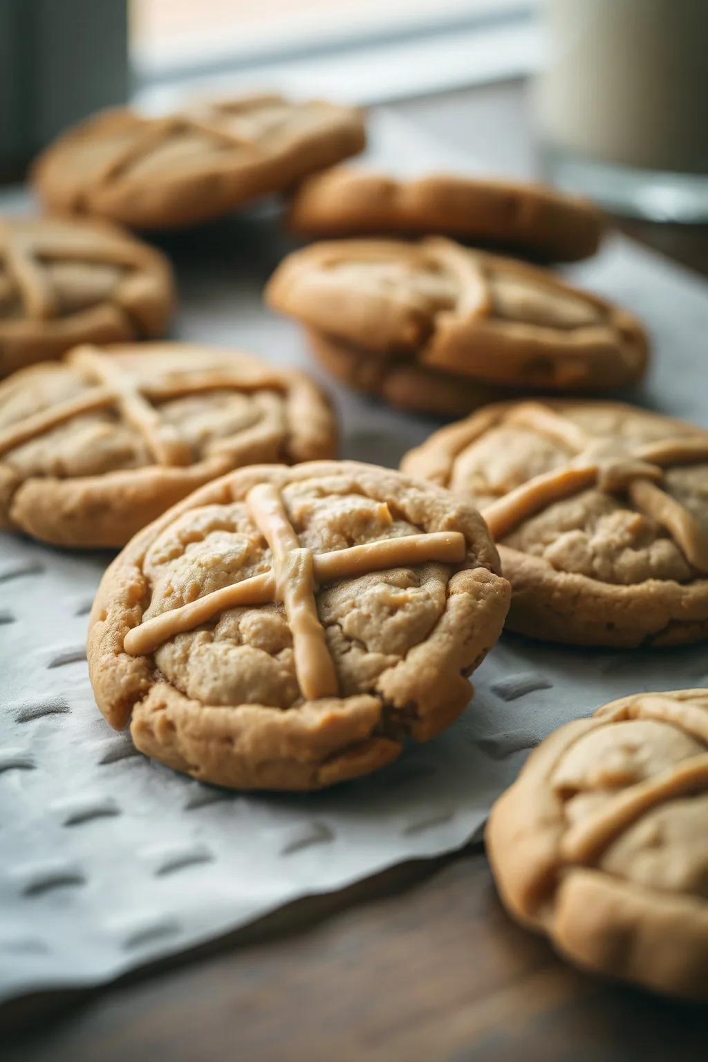 Classic Peanut Butter Cookies with Fork Criss-Cross