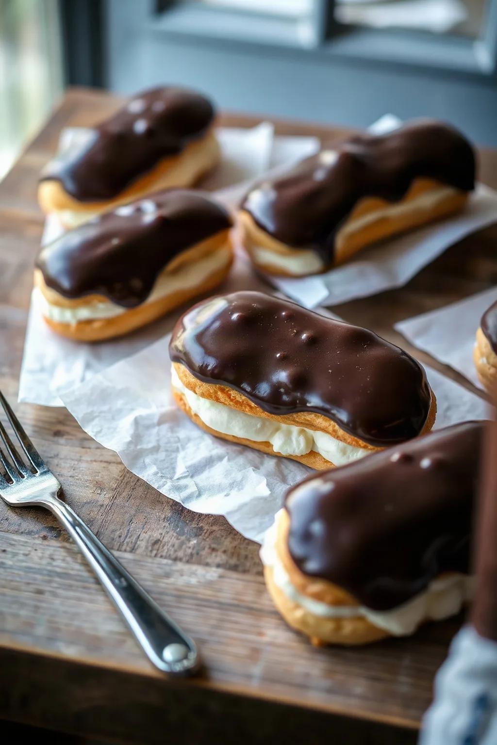 Éclairs au chocolat classiques avec pâte à choux