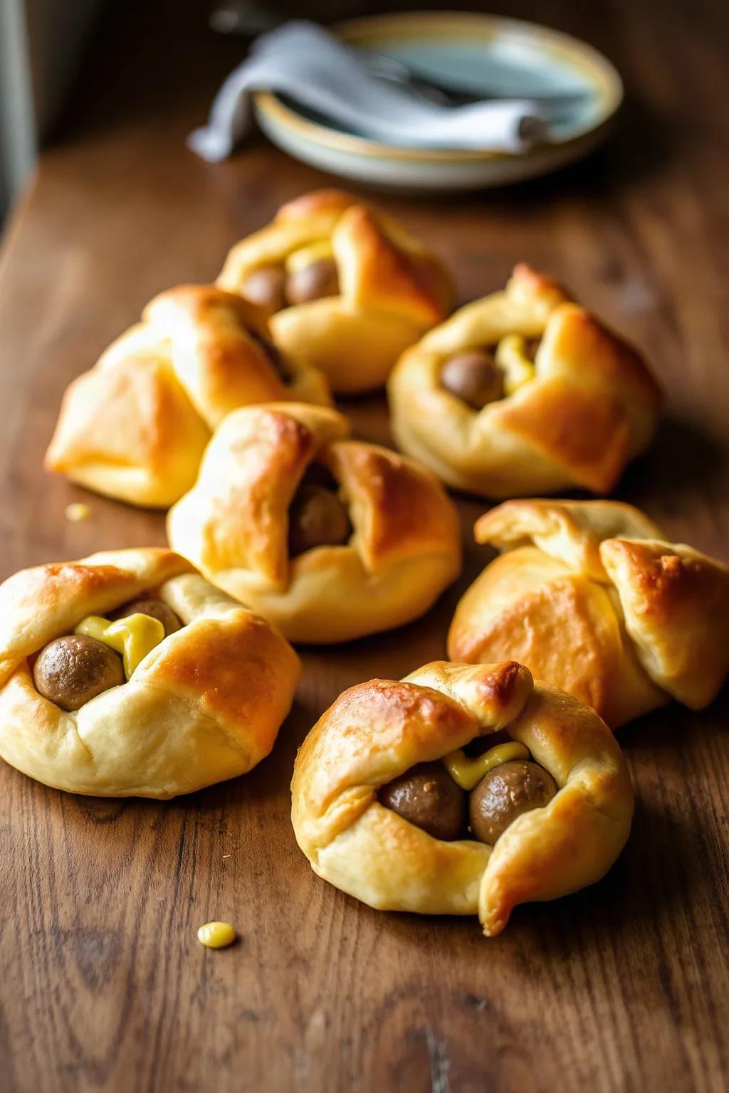 Sausage and Mustard Puff Pastries