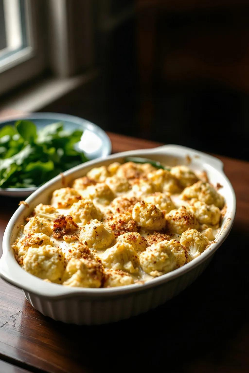 Gratin de chou-fleur classique avec cheddar et Gruyère