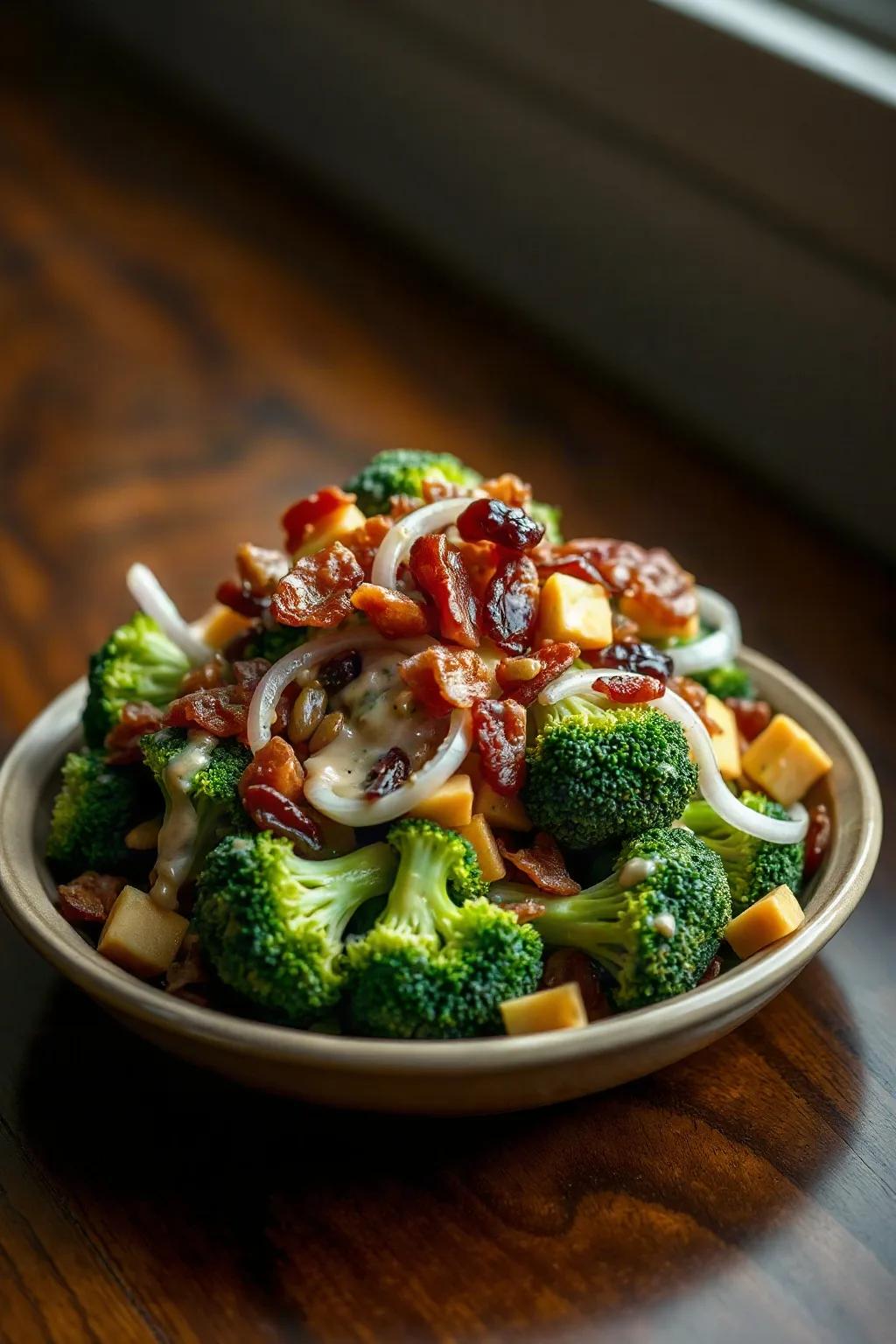 Creamy Broccoli Salad with Bacon and Cheddar