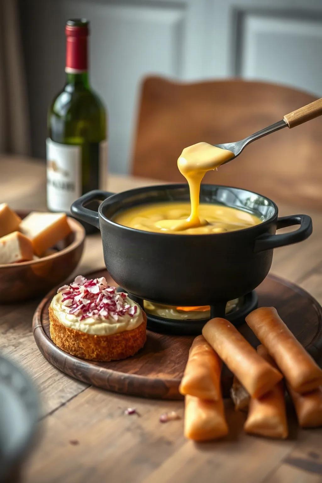 Classic Swiss Cheese Fondue with Gruyère and Emmental