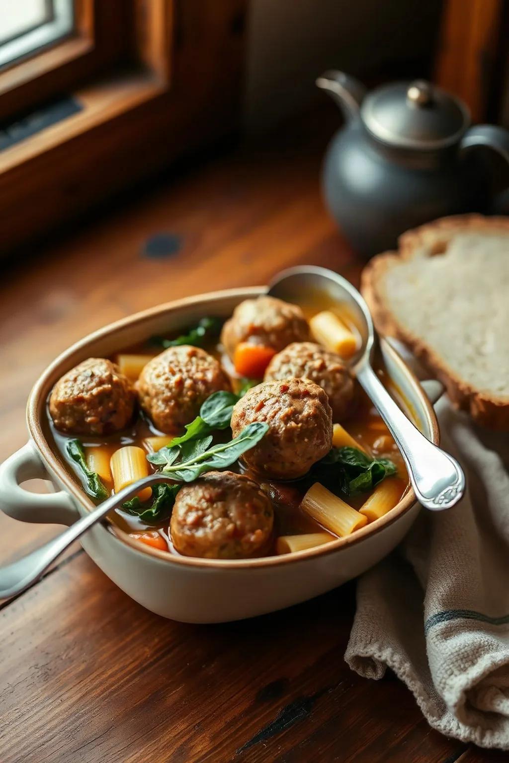 Sopa Italiana de Boda con Albóndigas Tiernas