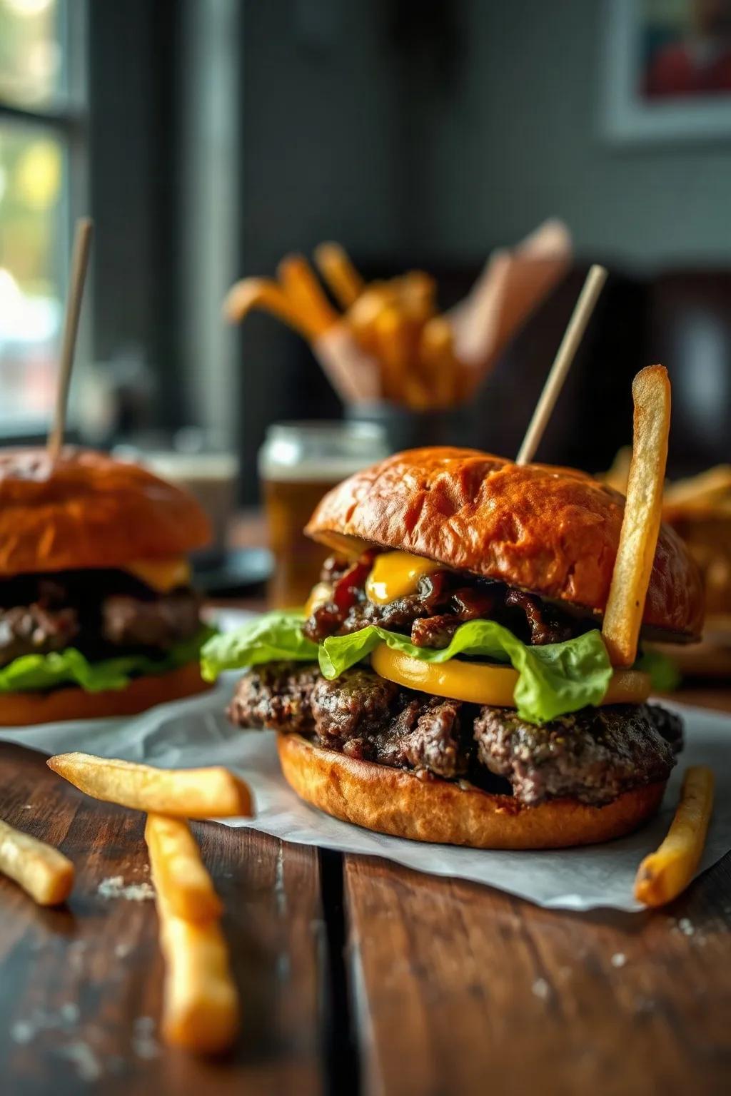 Hamburguesas de Res y Papas Fritas