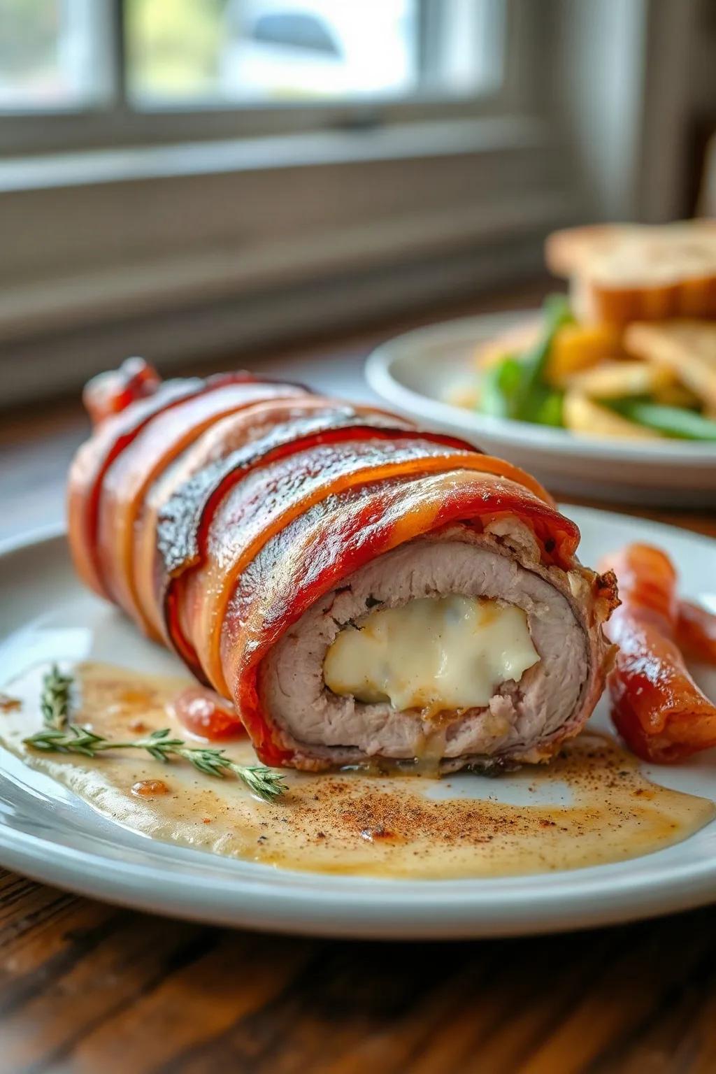 Filets de porc au bacon farcis au fromage