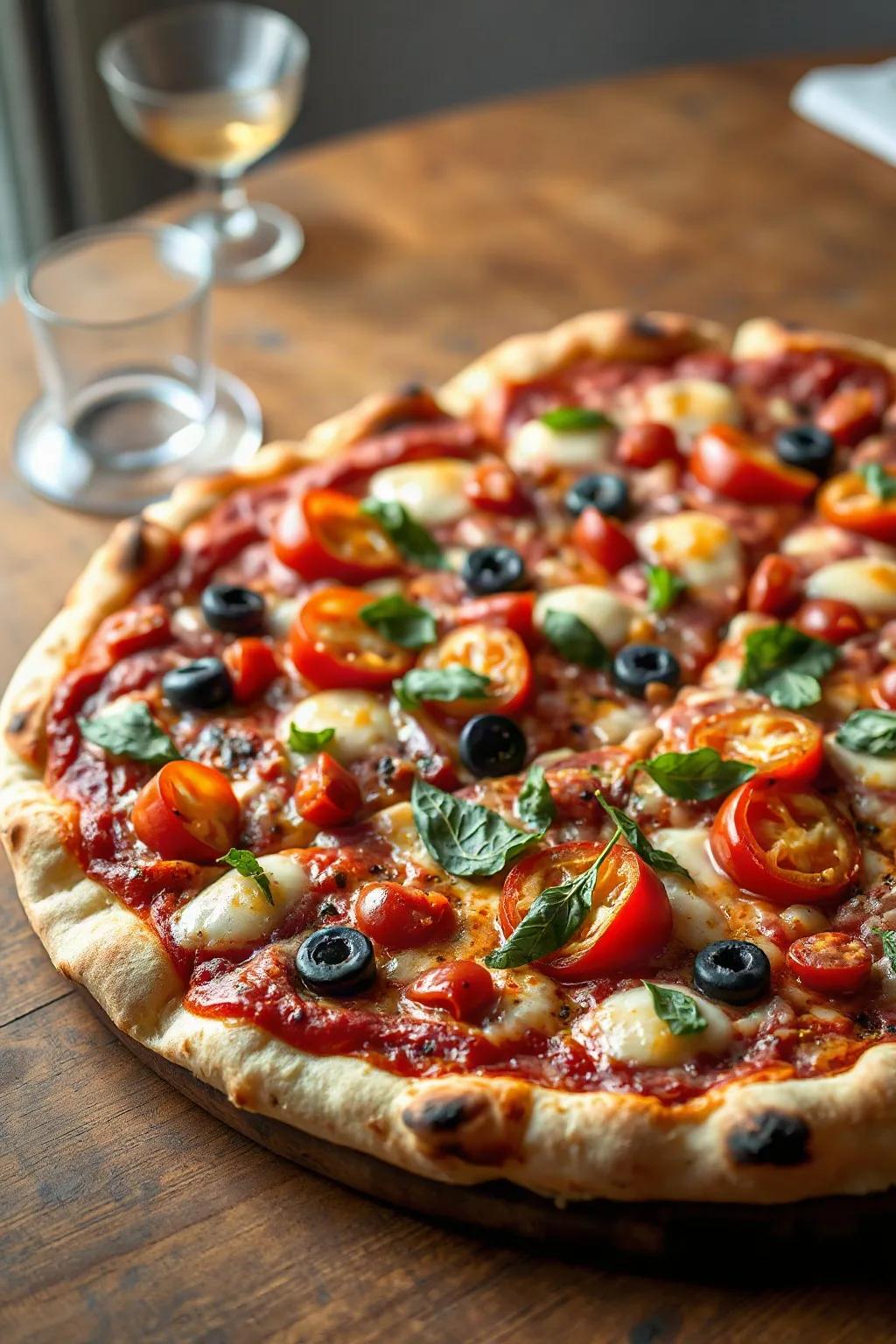 All Dressed Pizza in a Pizza Oven