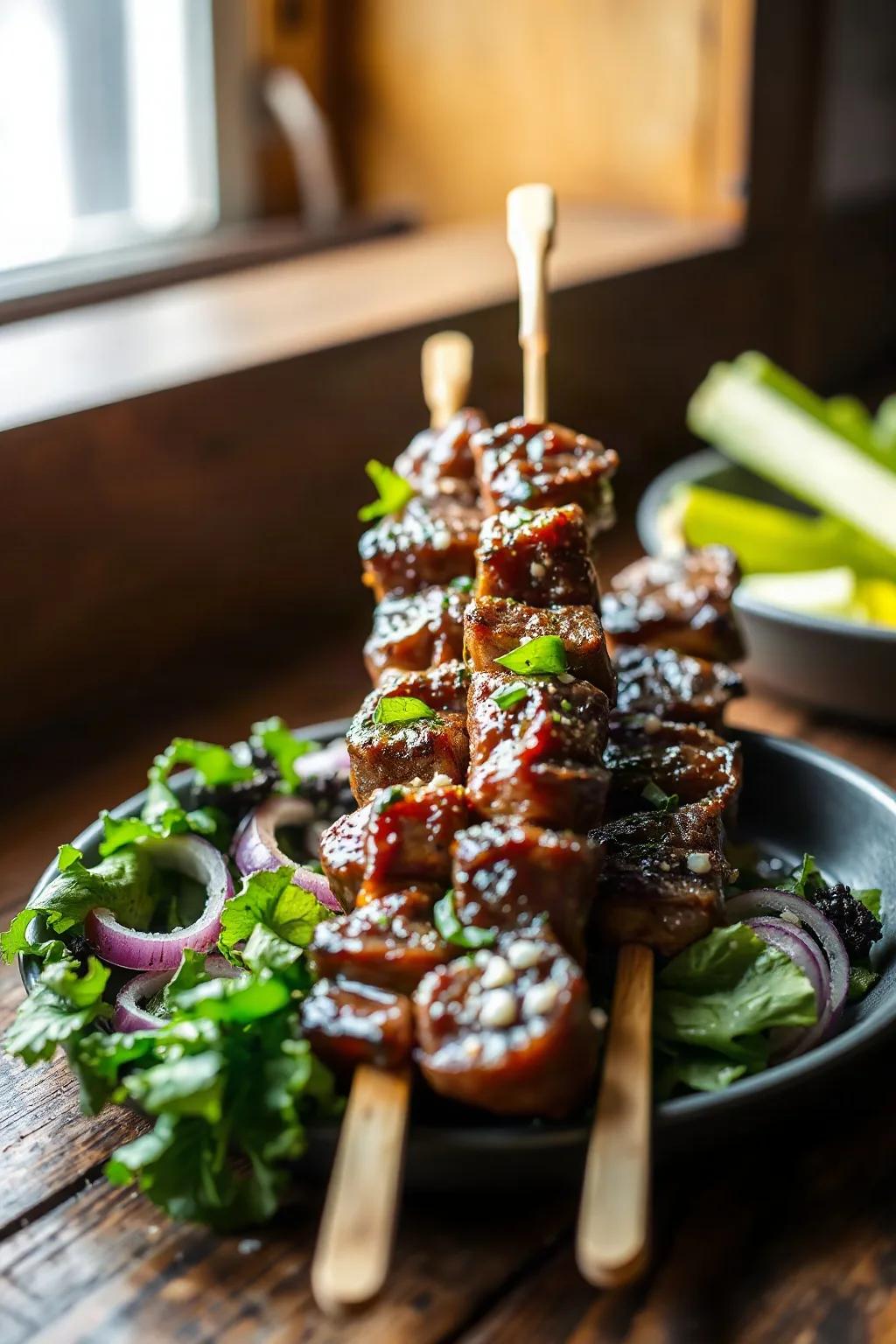 Garlic-Marinated Beef Skewers