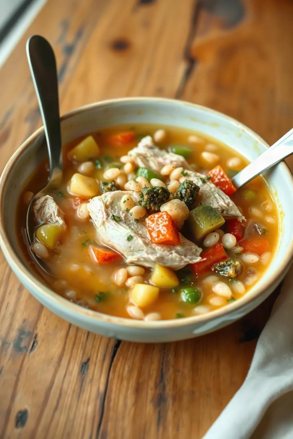 Soupe réconfortante à l'orge et au poulet