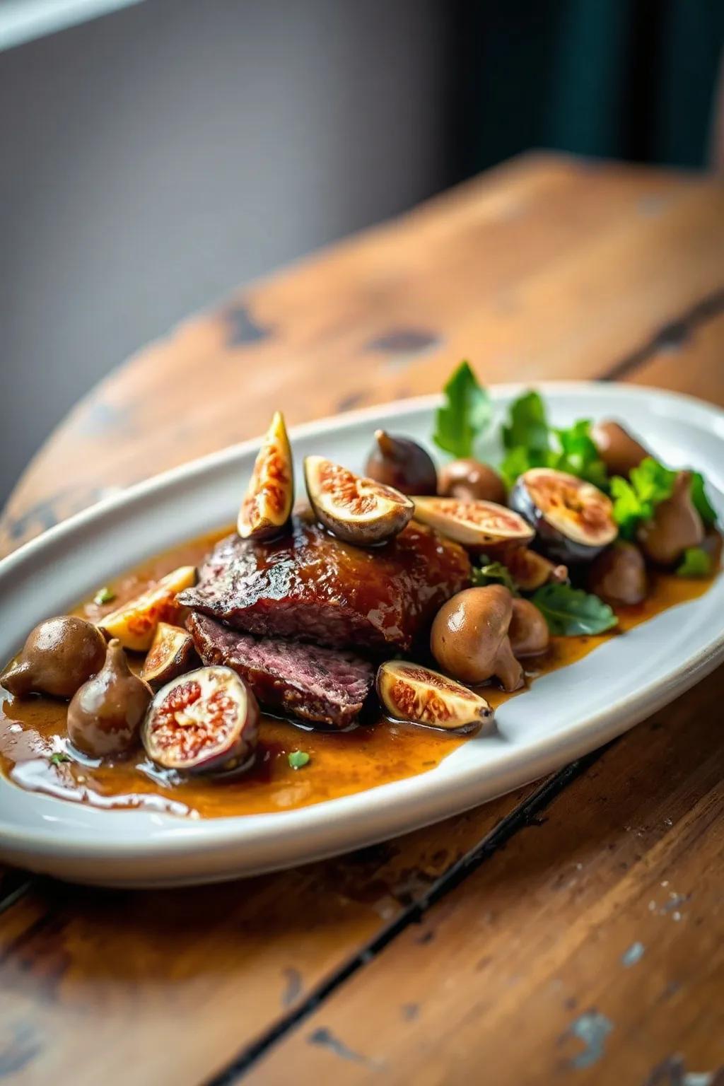 Bavette de Cerdo con Champiñones e Higos