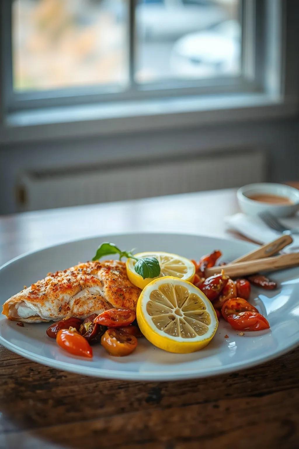 Crispy Fish with Lemon and Sun-Dried Tomatoes