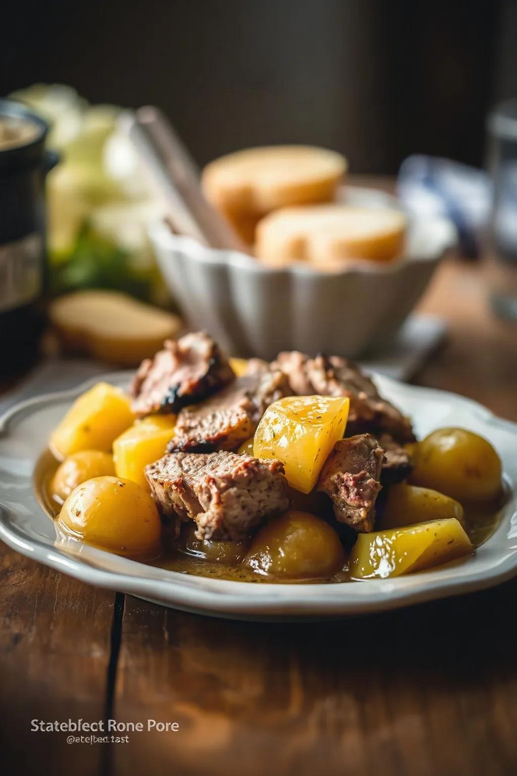 Cerdo a Fuego Lento con Papas Amarillas