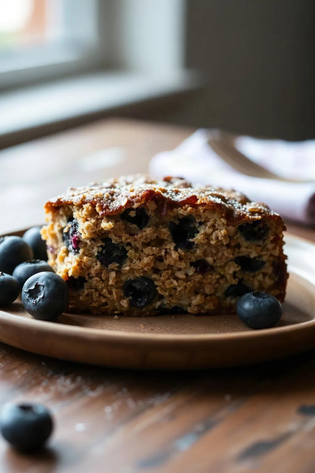 Crispy Oat and Blueberry Cake