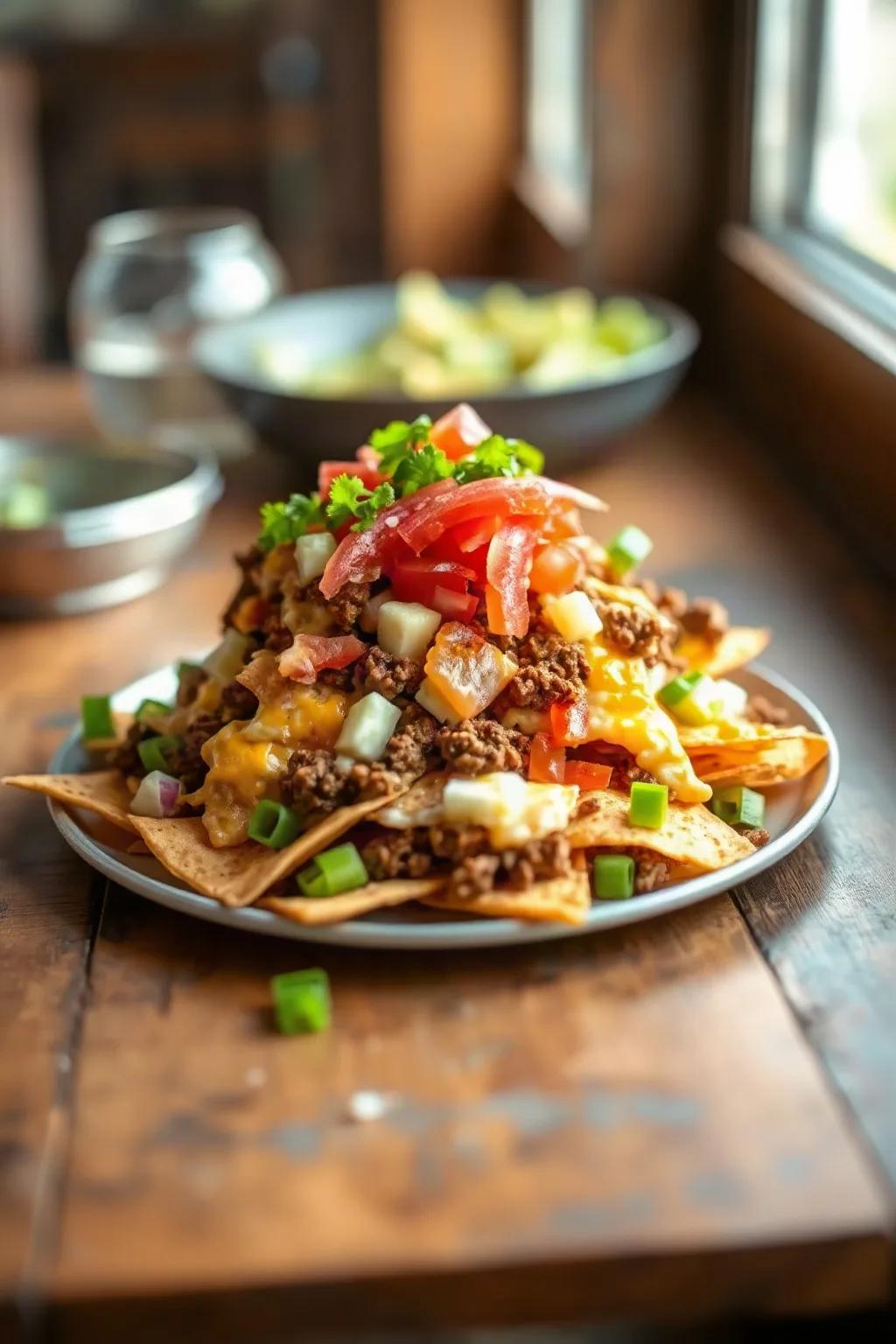 Nachos Supremos con Queso y Carne Molida