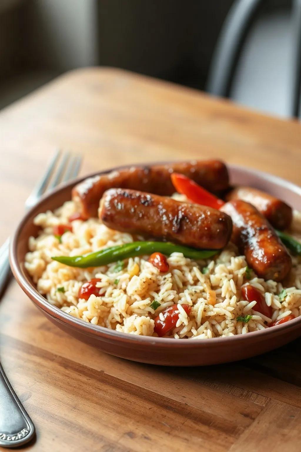One-Pot Rice with Fennel Sausage and Peppers