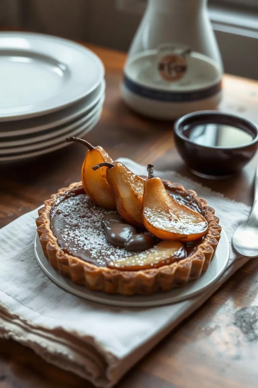 Caramelized Pear and Chocolate Tart
