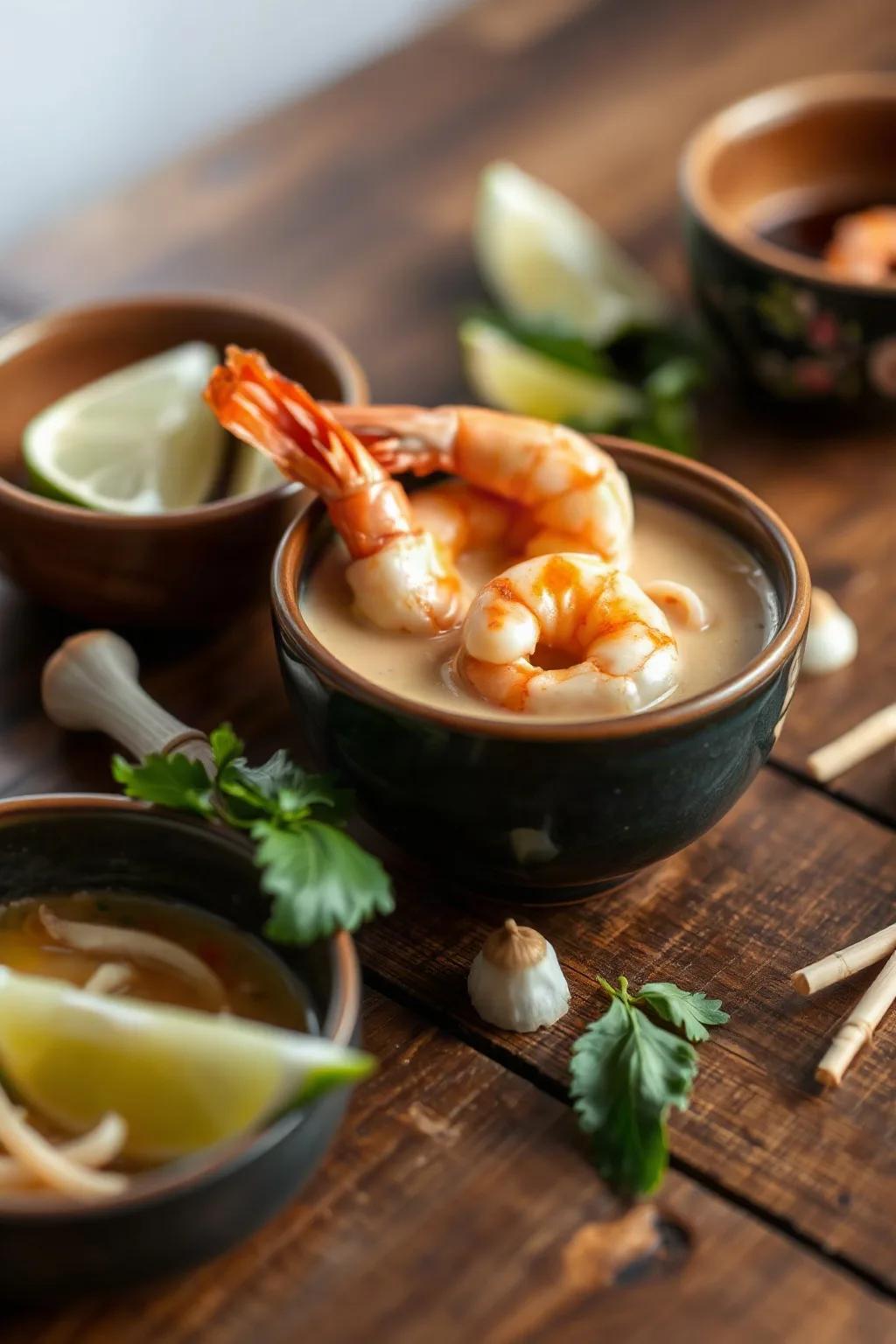 Sopa de Camarones y Leche de Coco Tailandesa