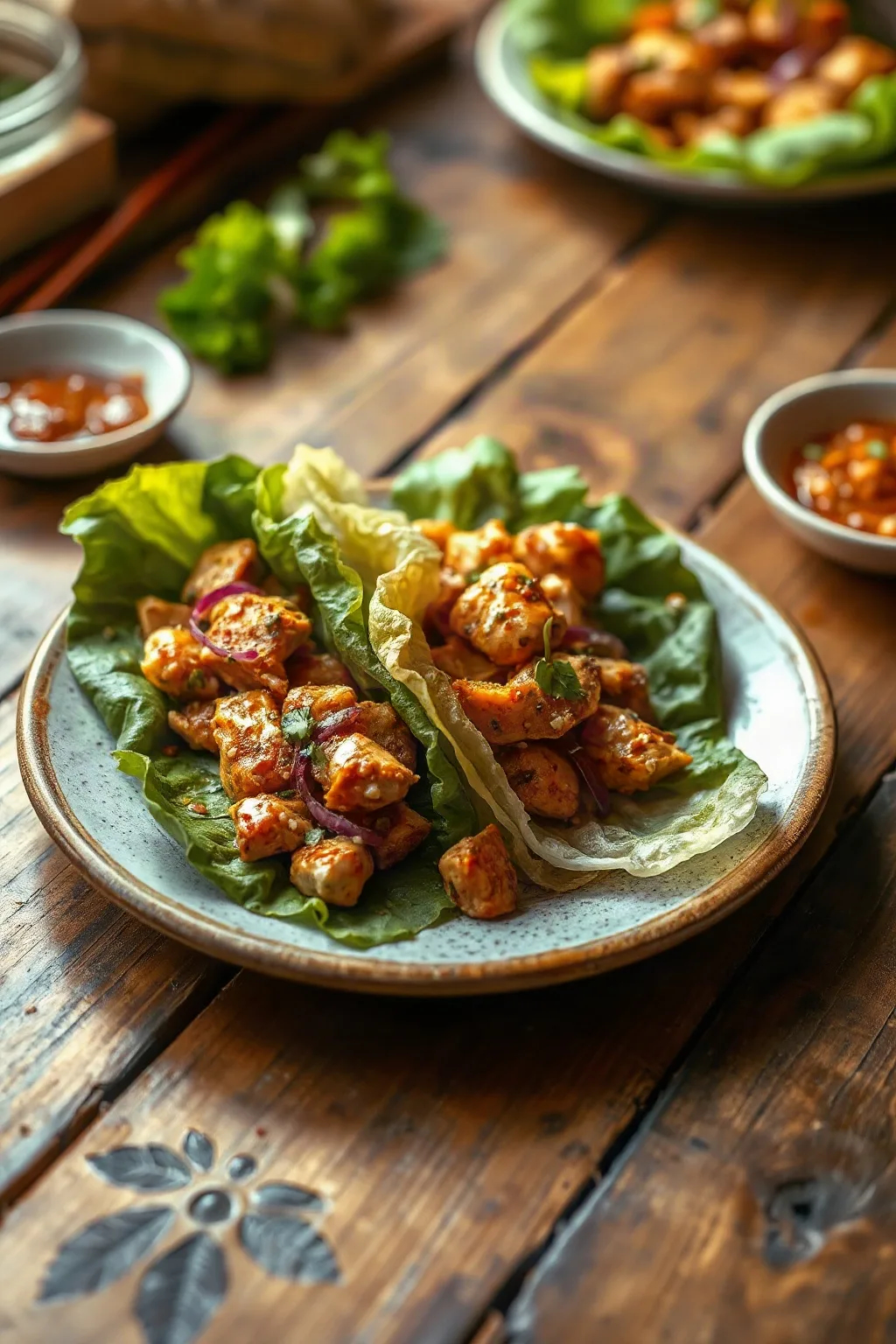 Savory Chicken Lettuce Wraps