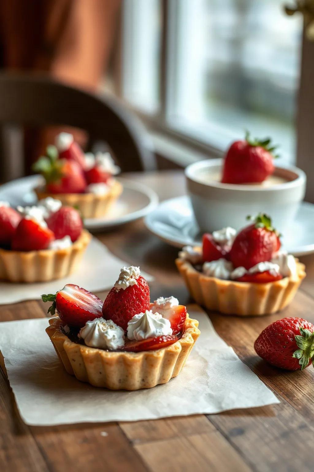 Strawberry Tartlets with Meringue Crumbles