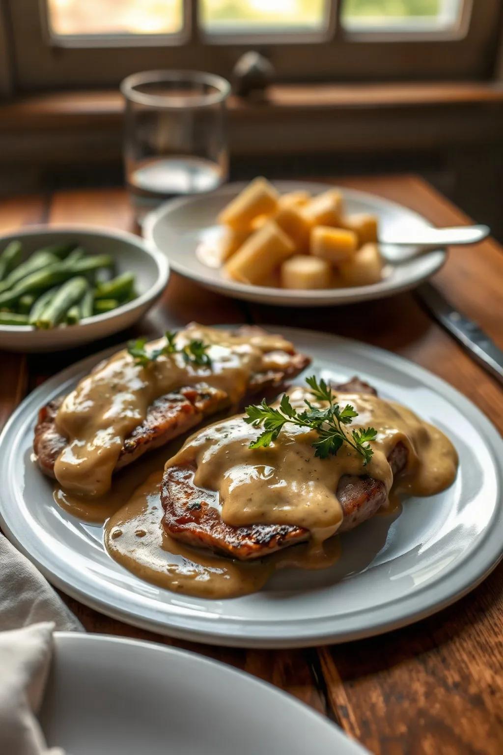 Escalopes de porc à la crème et à la moutarde