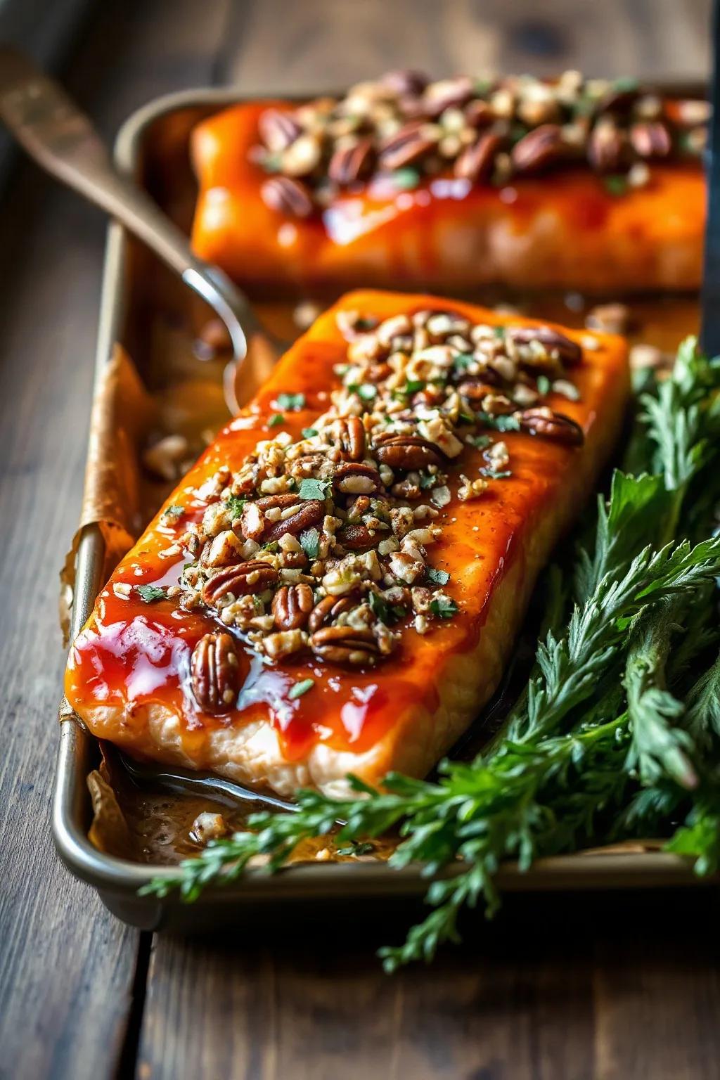 Salmón al Horno con Glaseado de Maple y Gremolata de Nuez