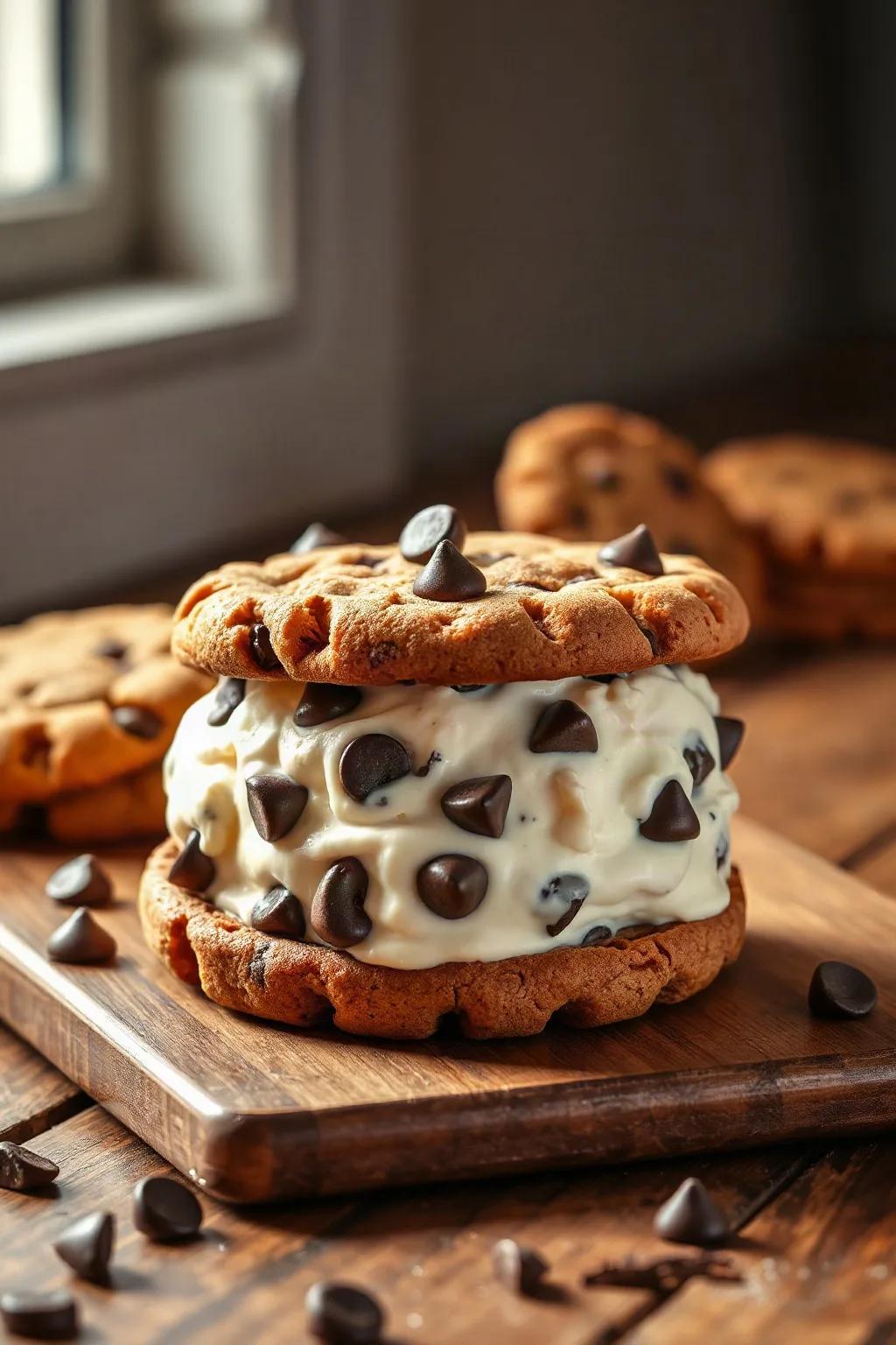 Giant Chocolate Chip Cookie Ice Cream Sandwich