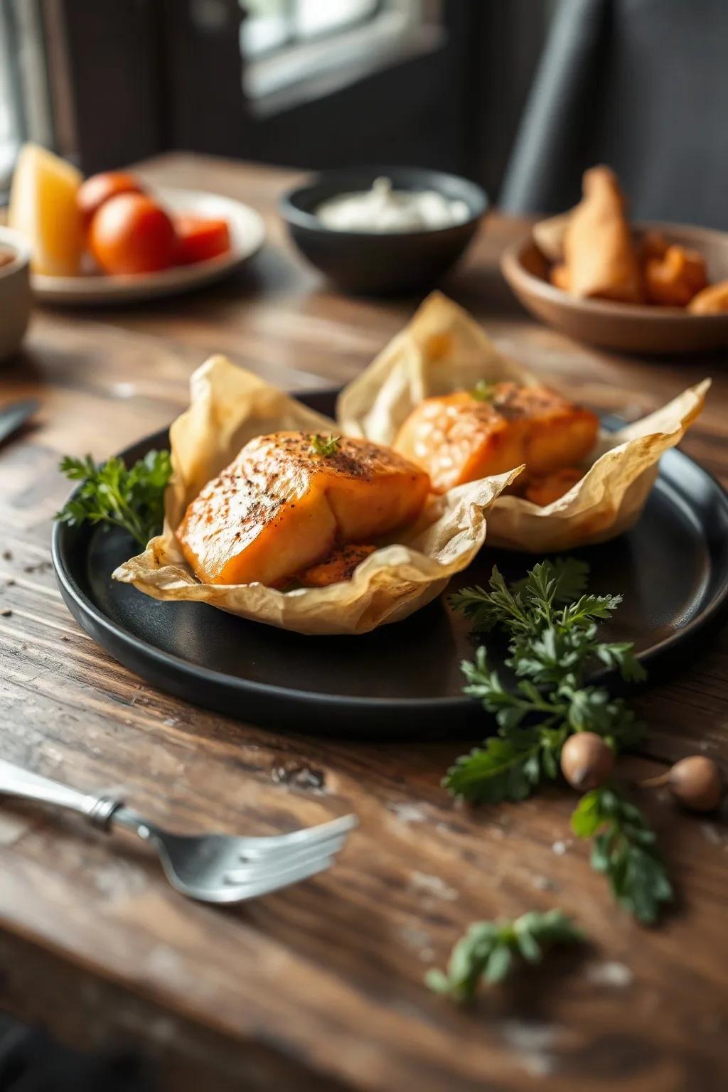 Papillotes de saumon au gingembre